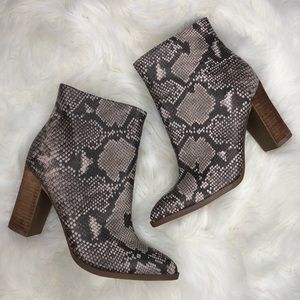 Carlos Snake Skin Python Zipper Heeled Ankle Boots